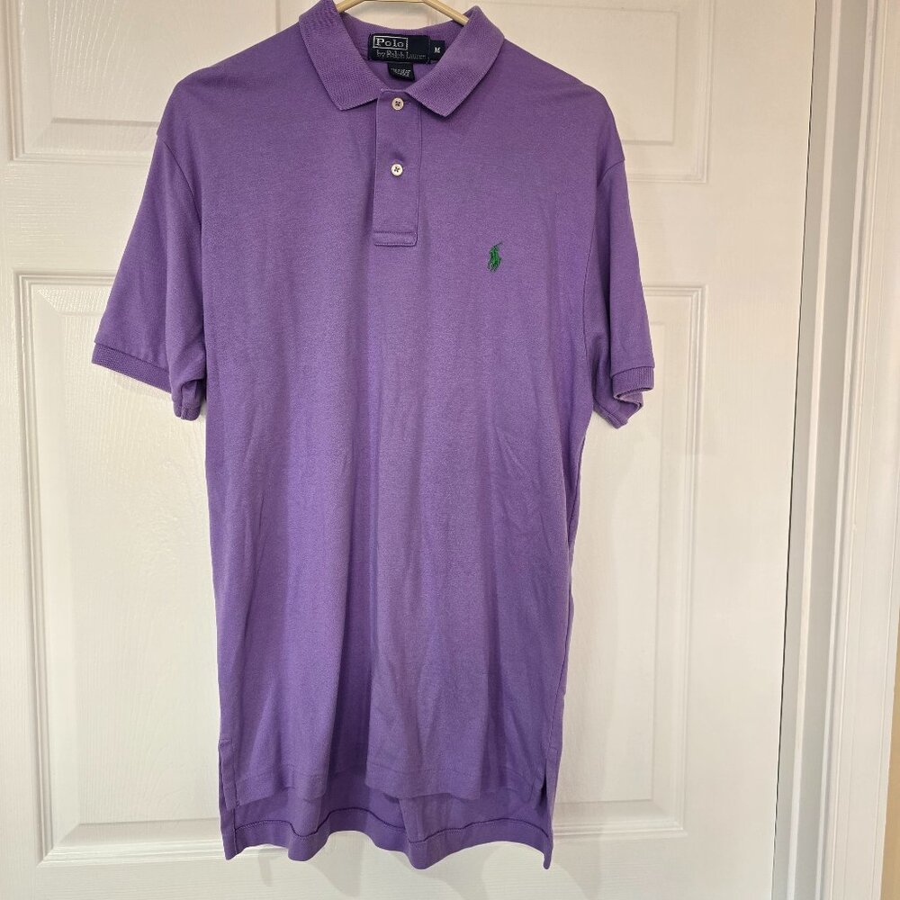 Polo Ralph Lauren Men's 2 Button‎ Short Sleeve Polo Shirt Purple Cotton Size Med